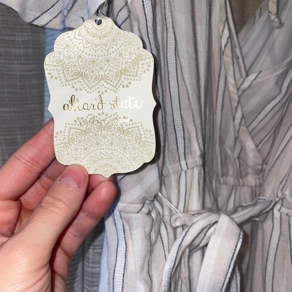 Altar'd State Cream Striped Wrap Romper - Picture 6 of 11